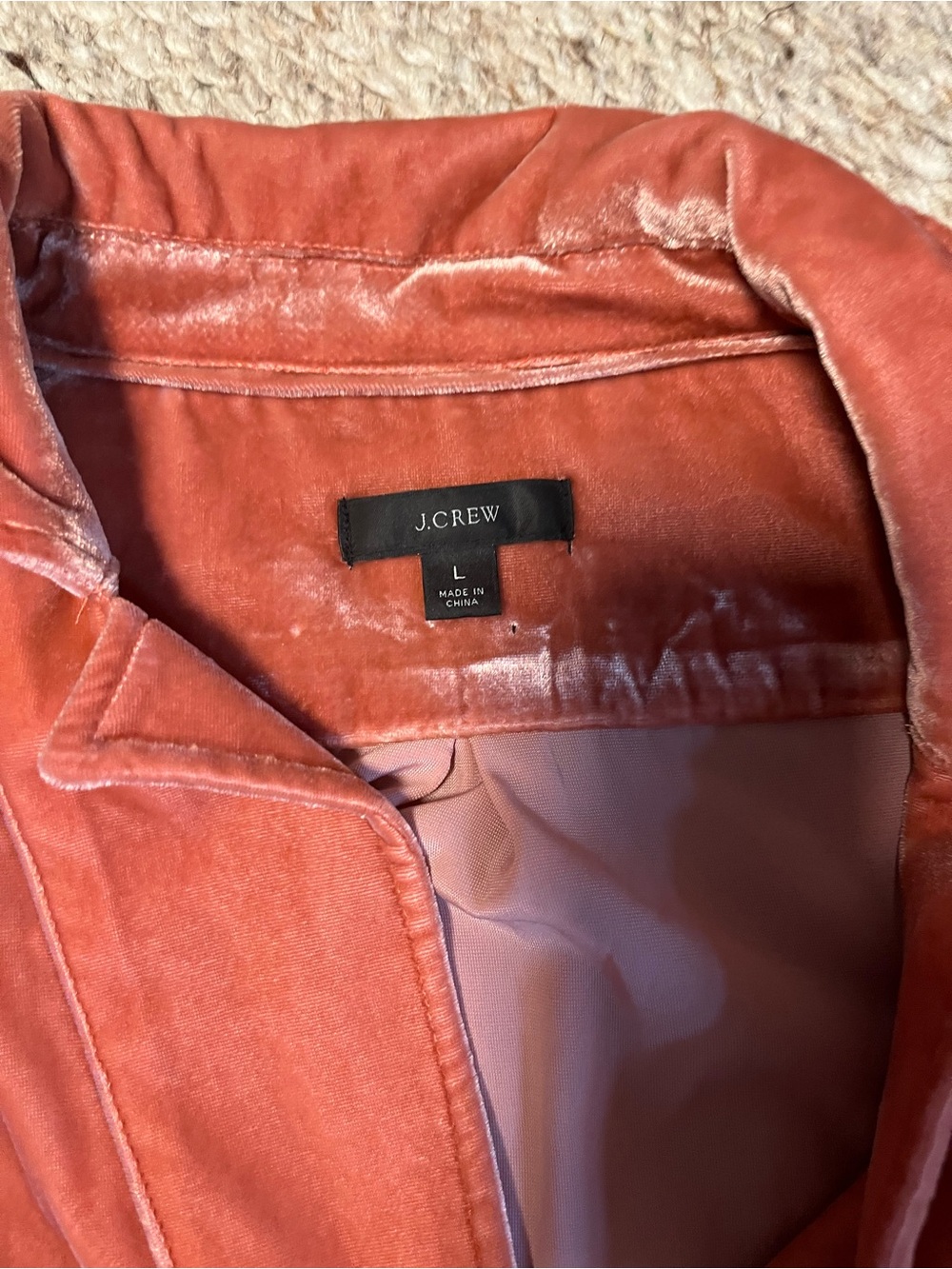 J. Crew Velvet Shirt- Dusty Coral - Picture 3 of 3